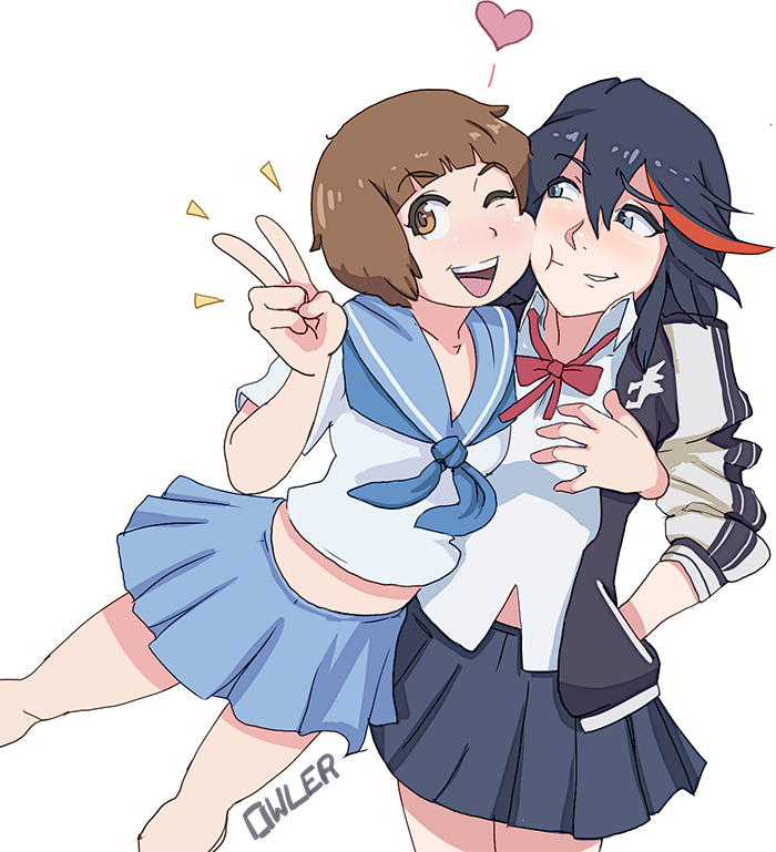 matoi ryuuko and mankanshoku mako (kill la kill) drawn by owler