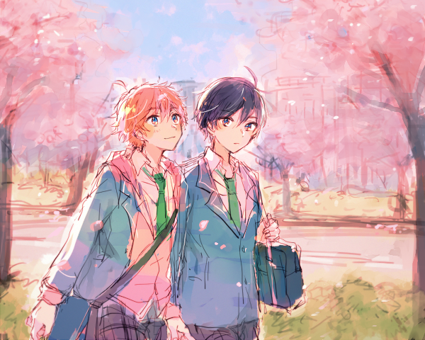 akehoshi subaru and hidaka hokuto (ensemble stars!) drawn by mym