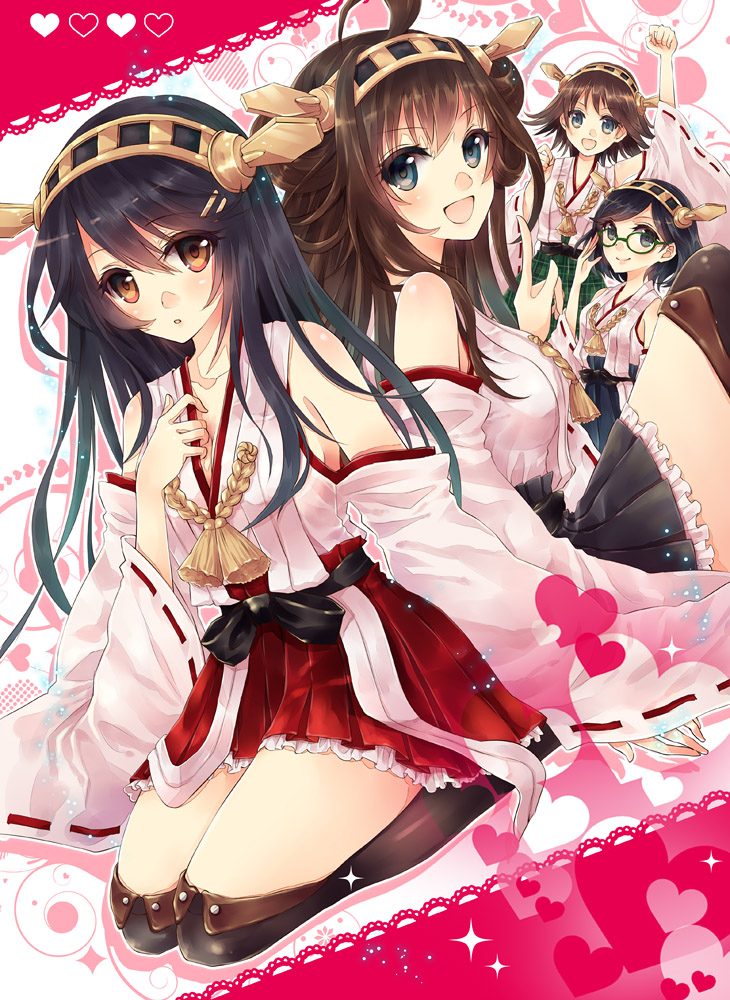kongou, haruna, hiei, and kirishima (kantai collection) drawn by sato_ame