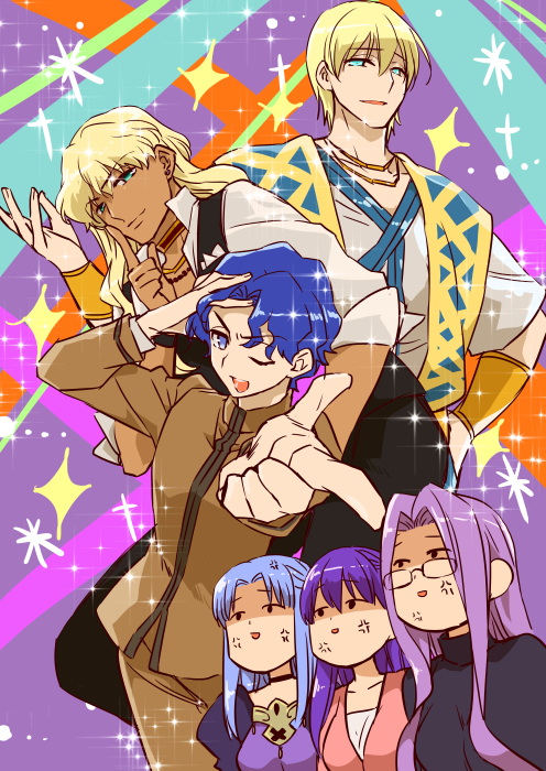 matou sakura, medusa, medea, matou shinji, jason, and 1 more (fate and 2 more) drawn by yakan_(kusogaki_teikoku)