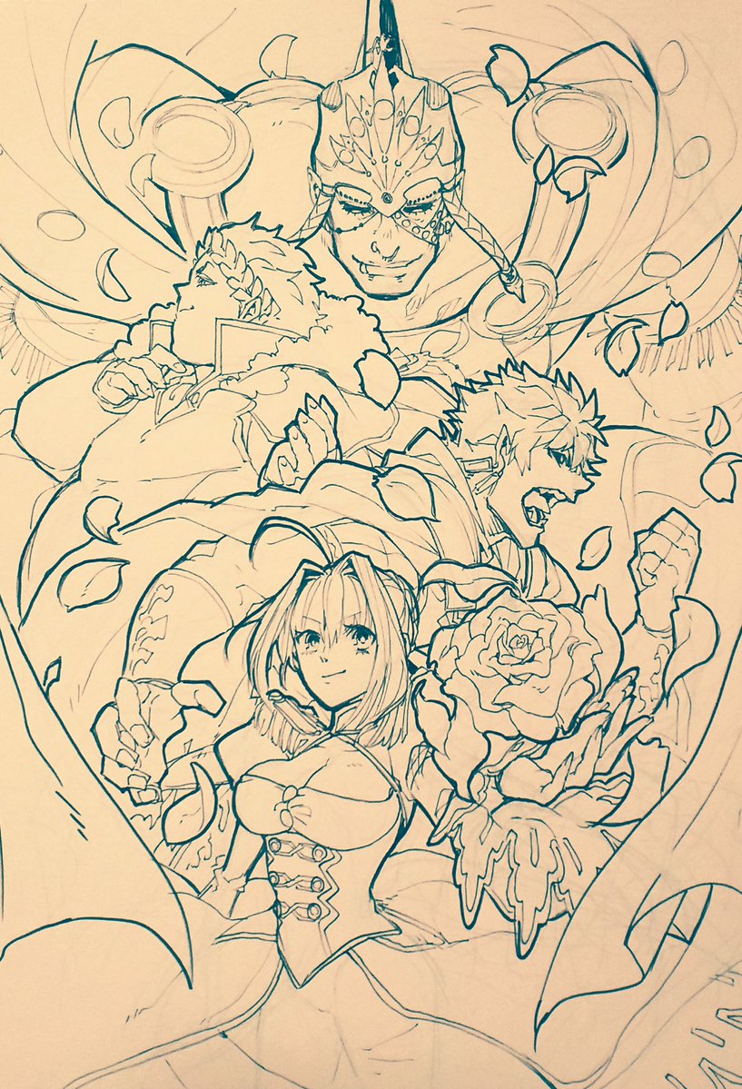 nero claudius, romulus, gaius julius caesar, and caligula (fate and 1 more) drawn by koryuu_(gackter10)