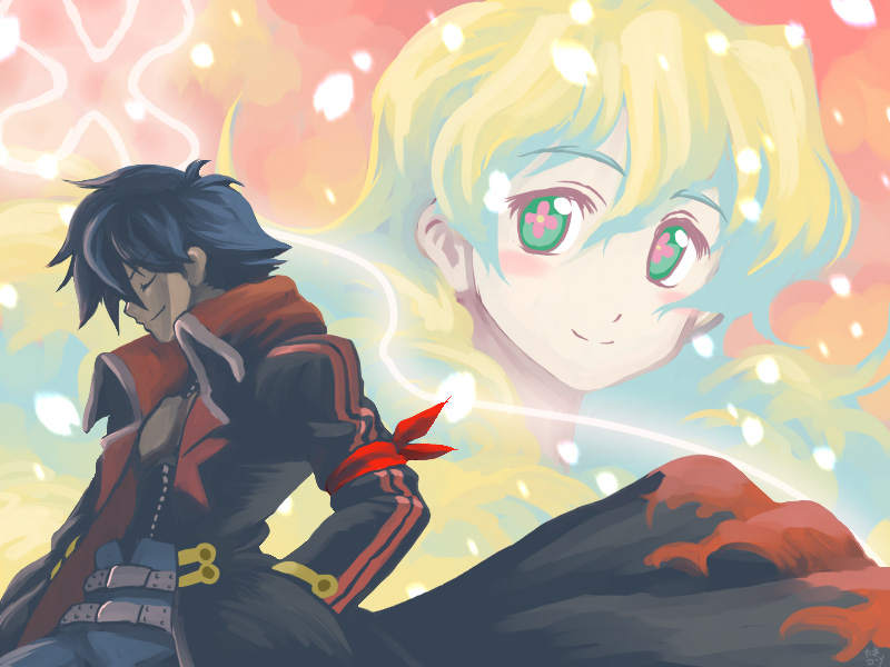 nia teppelin and simon (tengen toppa gurren lagann) drawn by kaneko_tsukasa