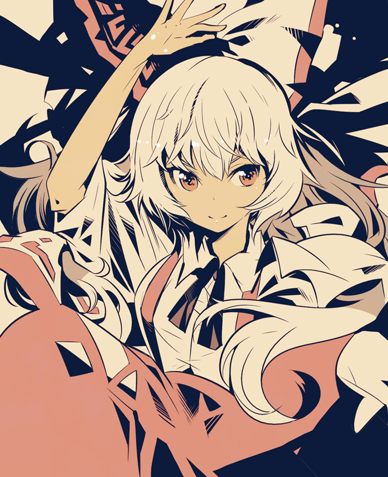 fujiwara no mokou (touhou) drawn by ichizen_(o_tori)