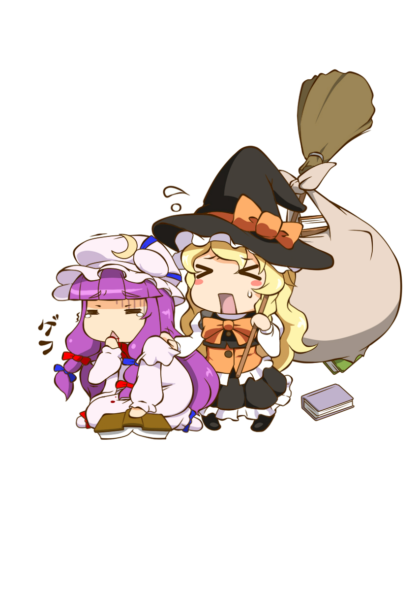 kirisame marisa and patchouli knowledge (touhou) drawn by miyabi_(miura105)