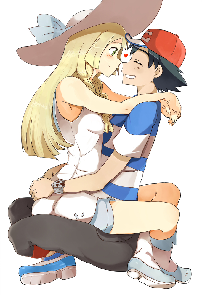 lillie and ash ketchum (pokemon and 1 more) drawn by kuriyama