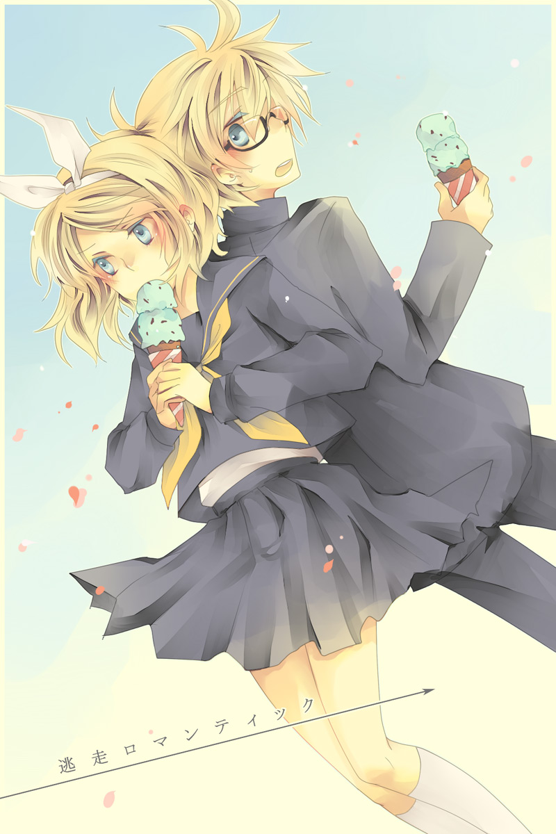 kagamine rin and kagamine len (vocaloid and 1 more) drawn by jikei