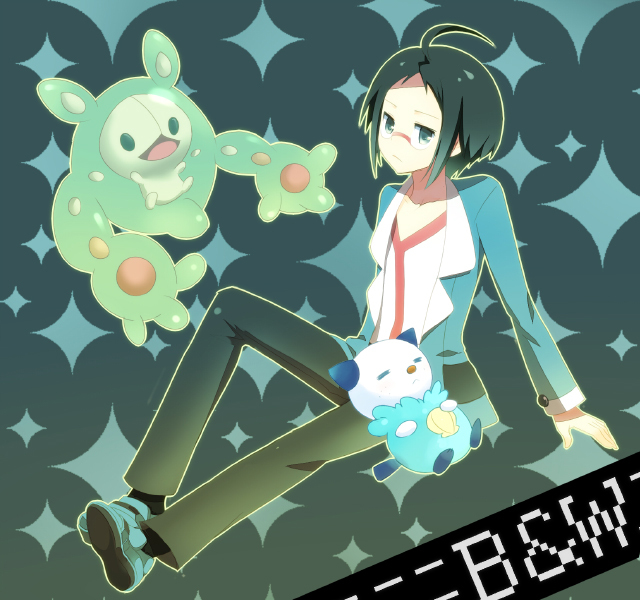 oshawott, cheren, and reuniclus (pokemon and 1 more) drawn by kokuro