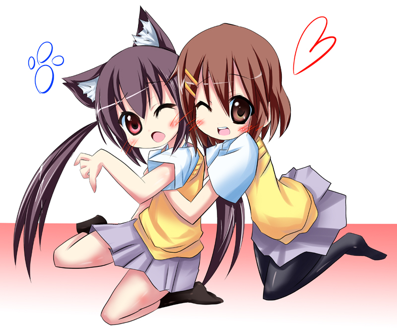nakano azusa and hirasawa yui (k-on!) drawn by kurou_(quadruple_zero)