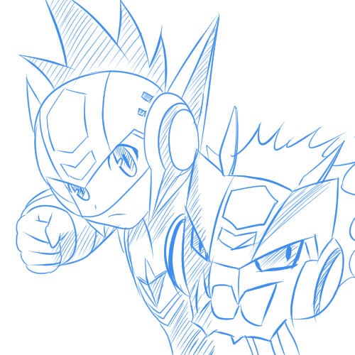 geo stelar, star force mega man, and omega-xis (mega man and 1 more) drawn by curakuru