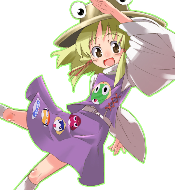 moriya suwako, keroro, giroro, tamama, kururu, and 1 more (touhou and 1 more) drawn by gengorou