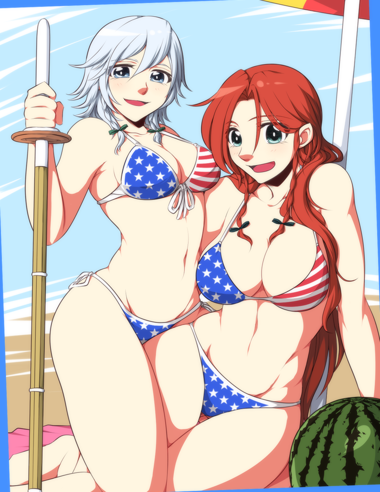 izayoi sakuya and hong meiling (touhou) drawn by neko_majin