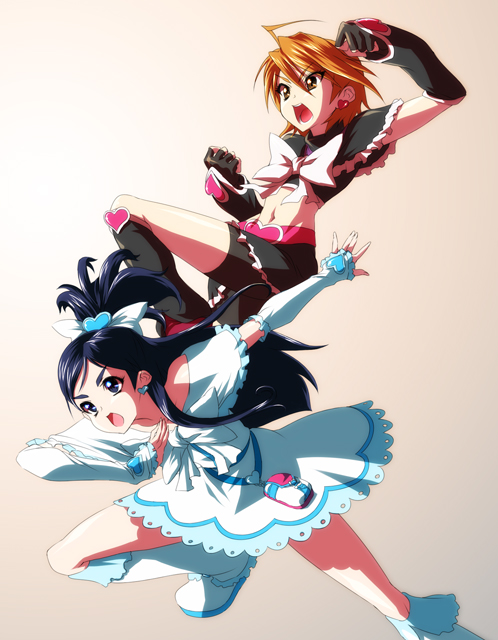 misumi nagisa, yukishiro honoka, cure black, and cure white (precure and 1 more) drawn by nekomamire