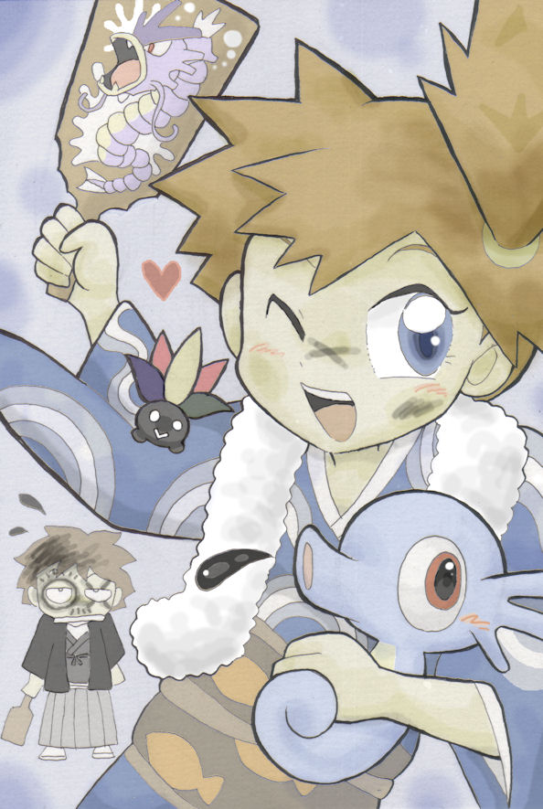 red, misty, oddish, gyarados, and horsea (pokemon and 1 more) drawn by oda_takashi