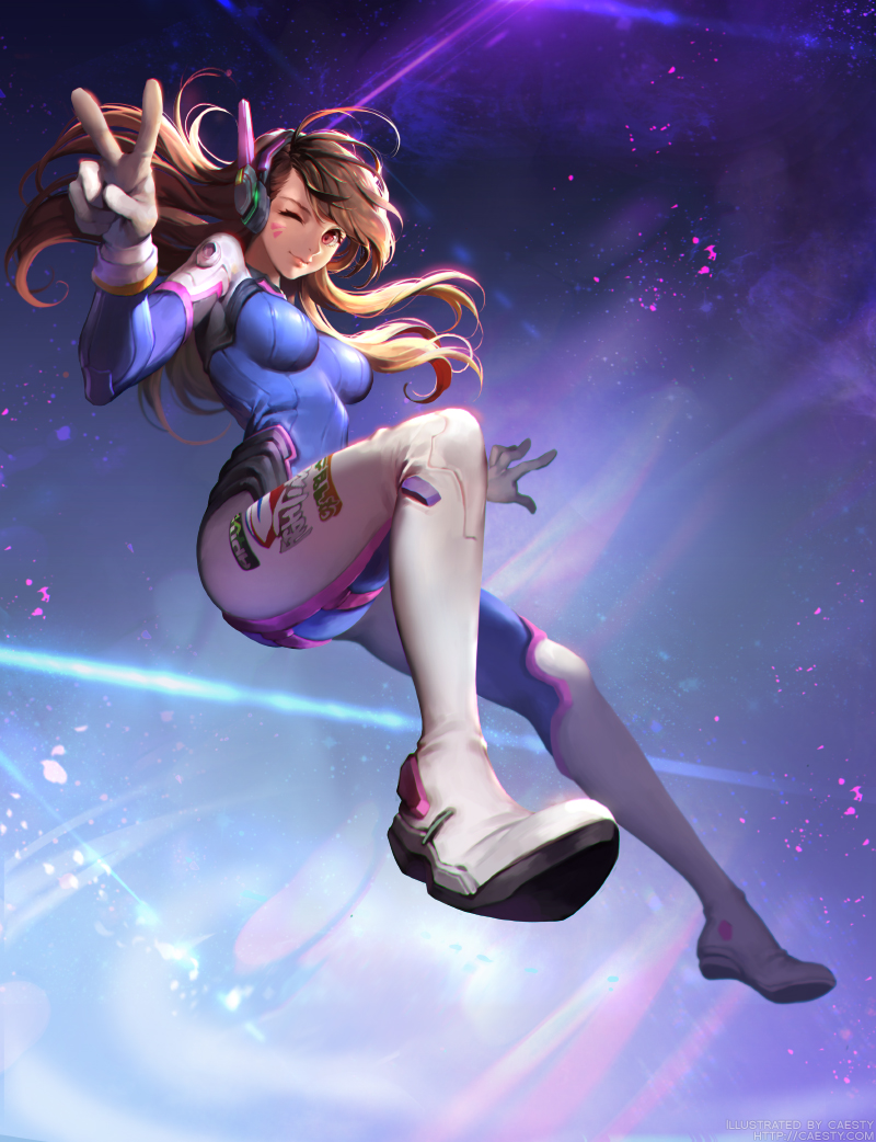 d.va (overwatch and 1 more) drawn by caesty