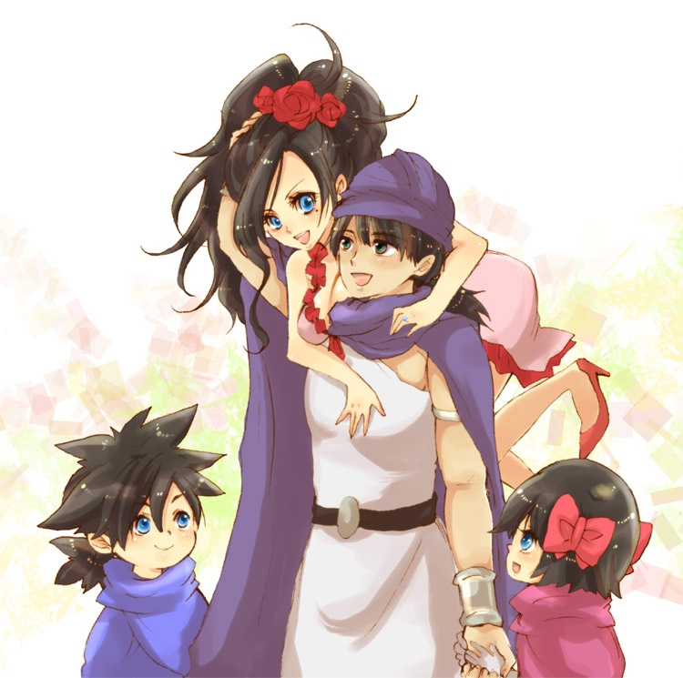 hero, hero's daughter, deborah, and hero's son (dragon quest and 1 more) drawn by icomemo