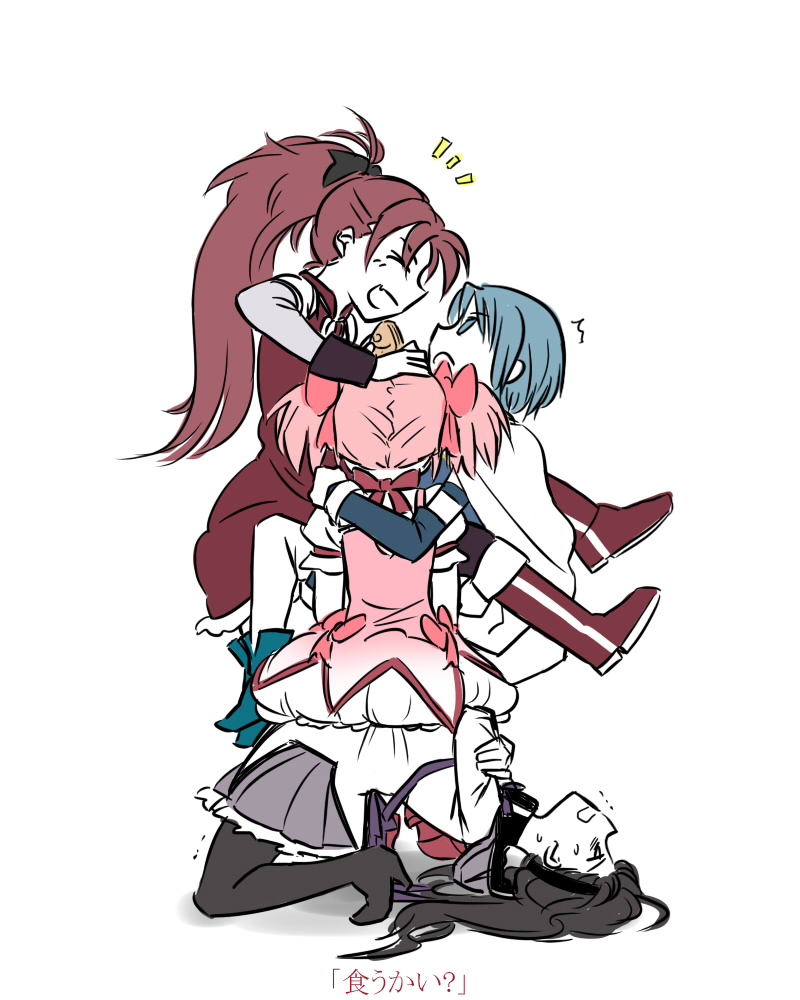 akemi homura, kaname madoka, miki sayaka, and sakura kyoko (mahou shoujo madoka magica) drawn by mukiki