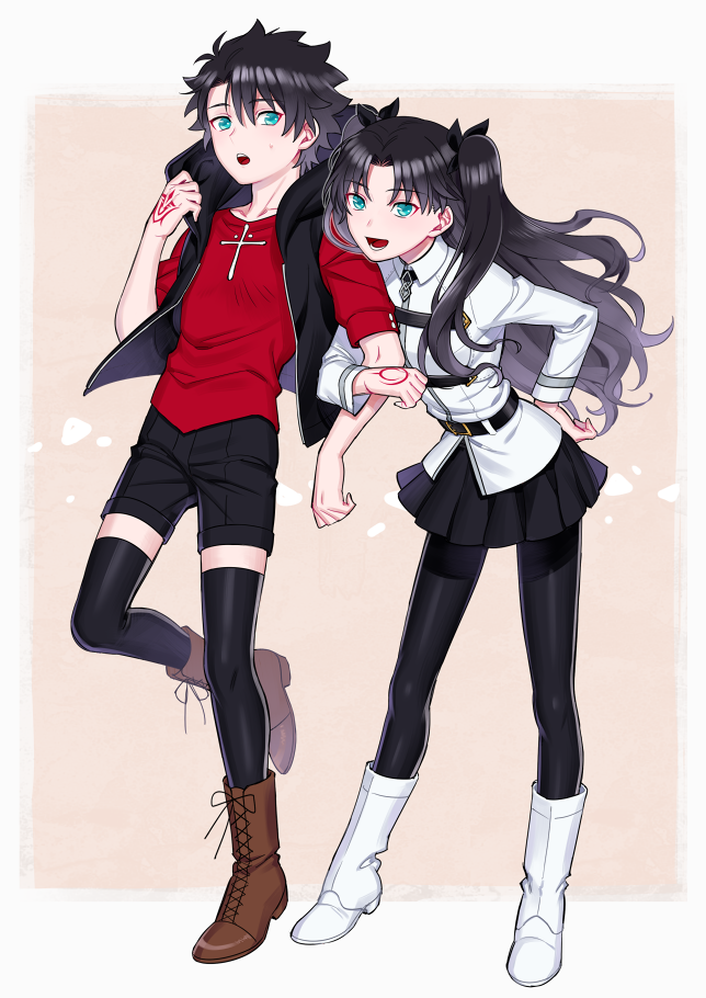 fujimaru ritsuka and tohsaka rin (fate and 2 more) drawn by ar_(rikuesuto)