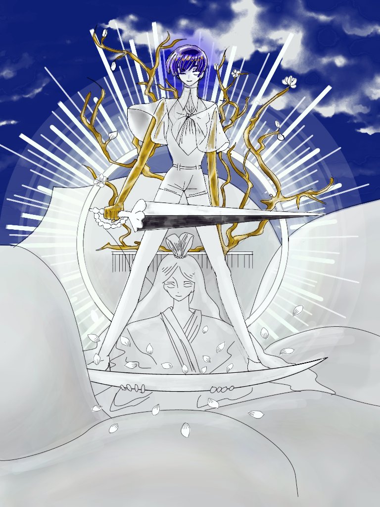 phosphophyllite and tsuki jin (houseki no kuni) drawn by jtmpadn