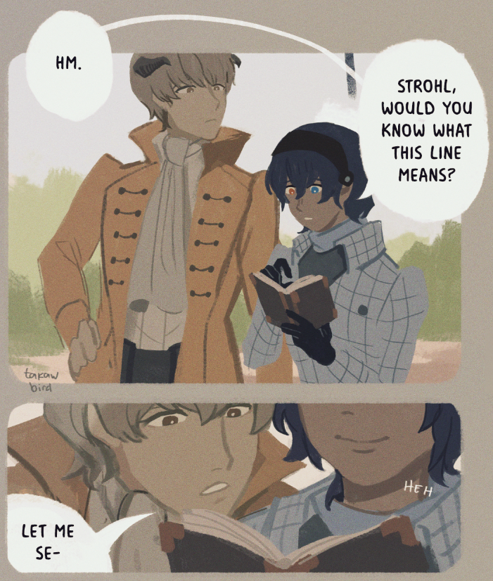 protagonist and strohl (metaphor: refantazio) drawn by takawbird