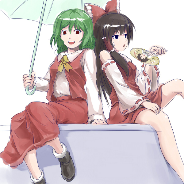 hakurei reimu, shameimaru aya, and kazami yuuka (touhou) drawn by eno_(whiskeyne)