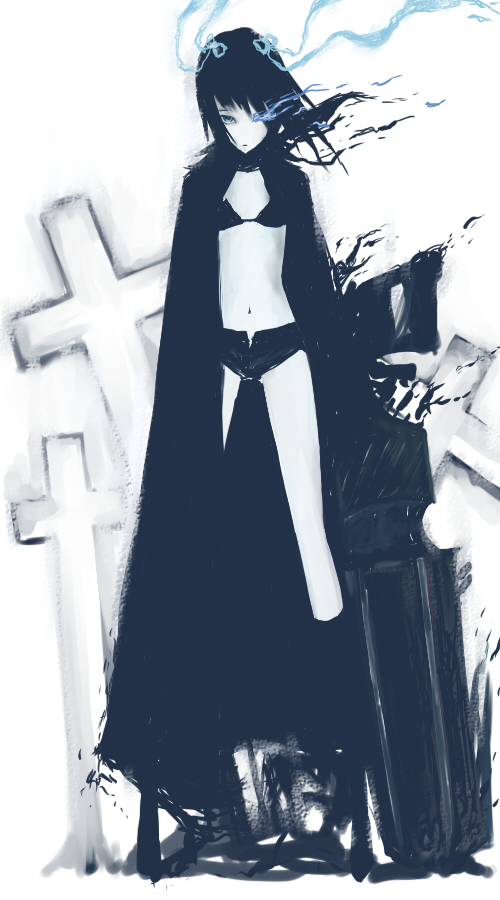 amami haruka and black rock shooter (idolmaster and 2 more) drawn by pija_(pianiishimo)
