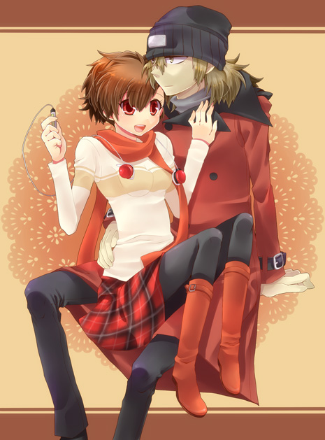 shiomi kotone and aragaki shinjirou (persona and 2 more) drawn by shooting428star