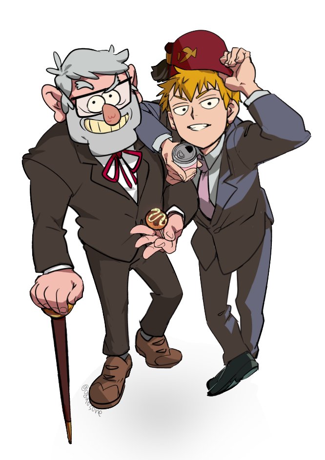 reigen arataka and grunkle stan (mob psycho 100 and 1 more) drawn by gyosone