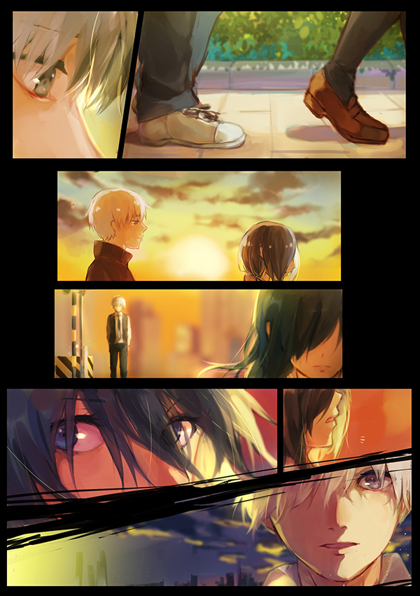 kaneki ken and kirishima touka (tokyo ghoul) drawn by fuurin