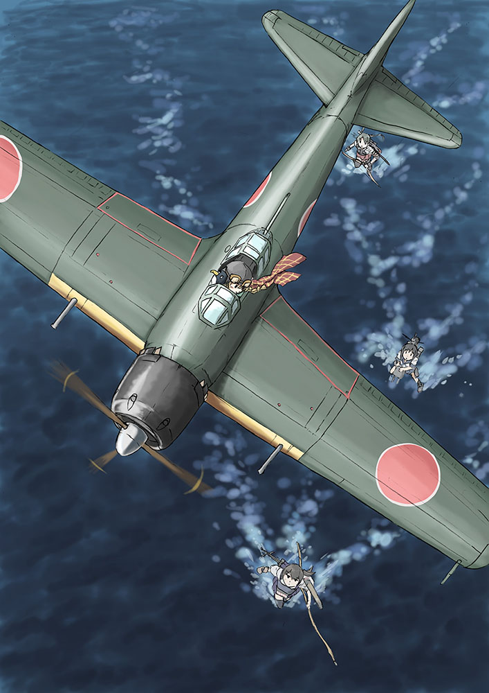 kaga, fubuki, zuikaku, fairy, and type 0 fighter model 52 fairy (kantai collection) drawn by vent_arbre