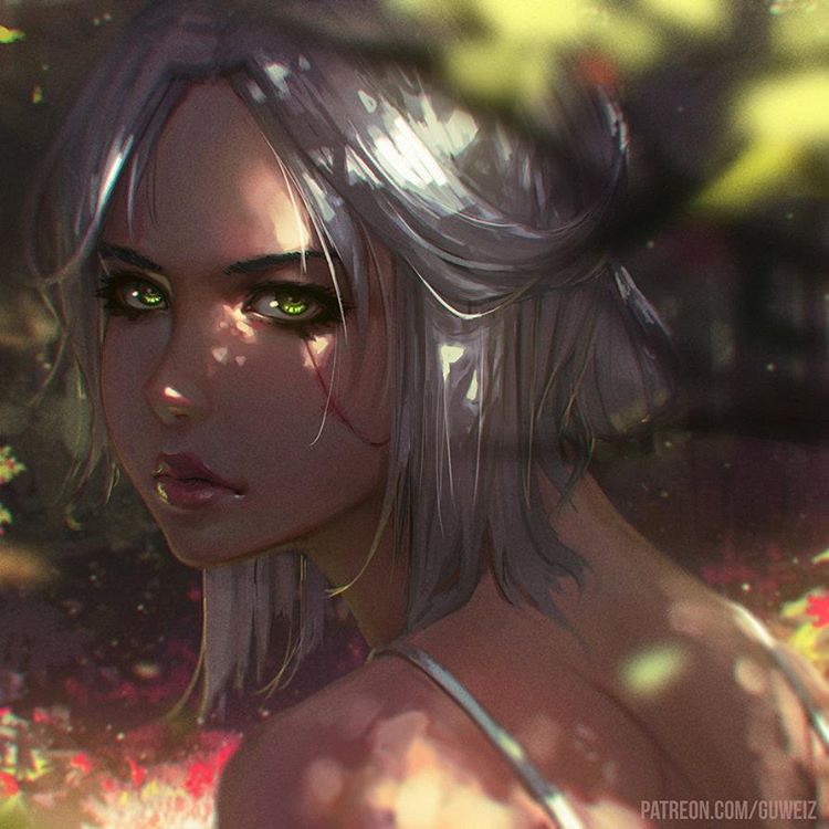 ciri (the witcher and 1 more) drawn by guweiz