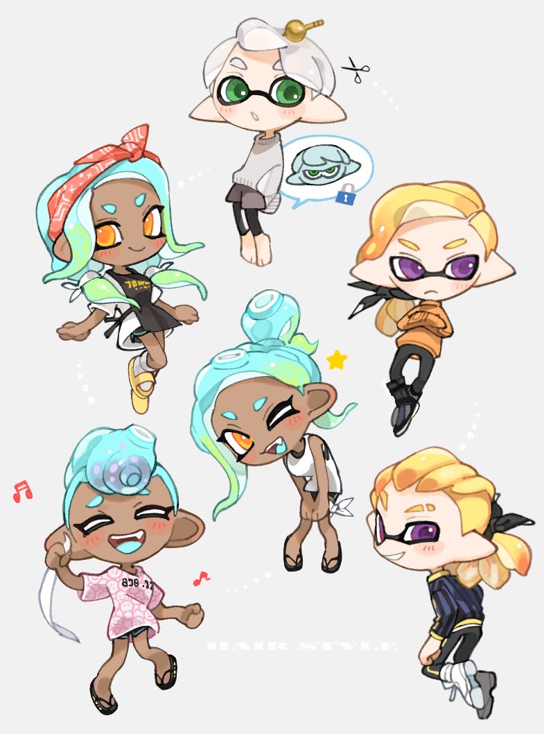 inkling player character, octoling player character, octoling girl, and inkling boy (splatoon) drawn by spl8ya