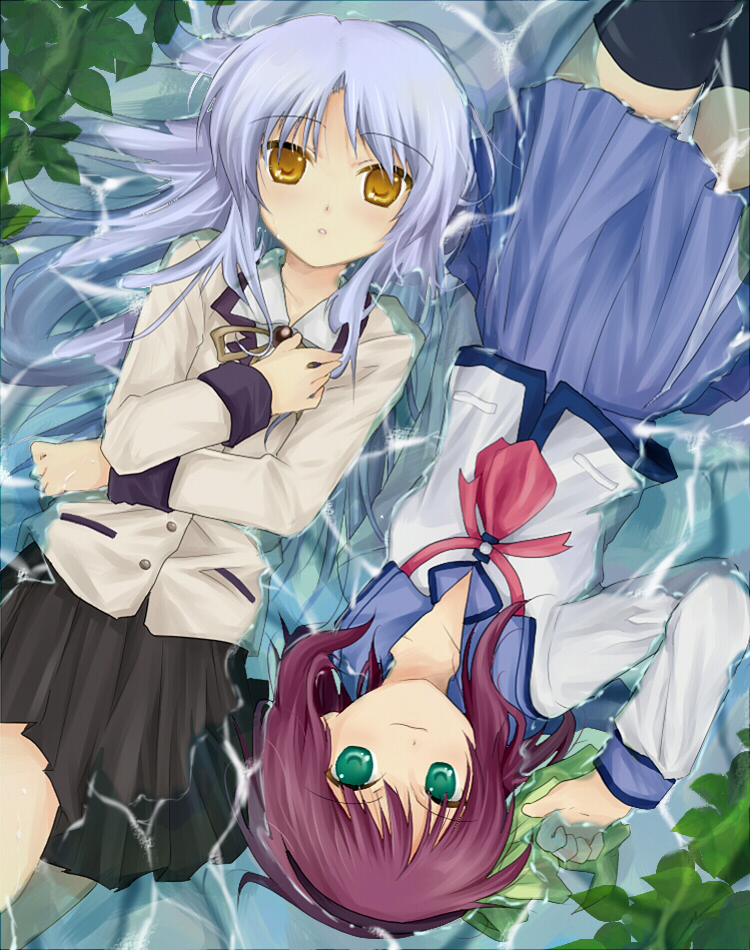 tachibana kanade and nakamura yuri (angel beats!) drawn by 180yen_(artist)
