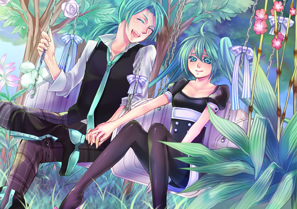 hatsune miku and hatsune mikuo (vocaloid) drawn by shinokawa_idu