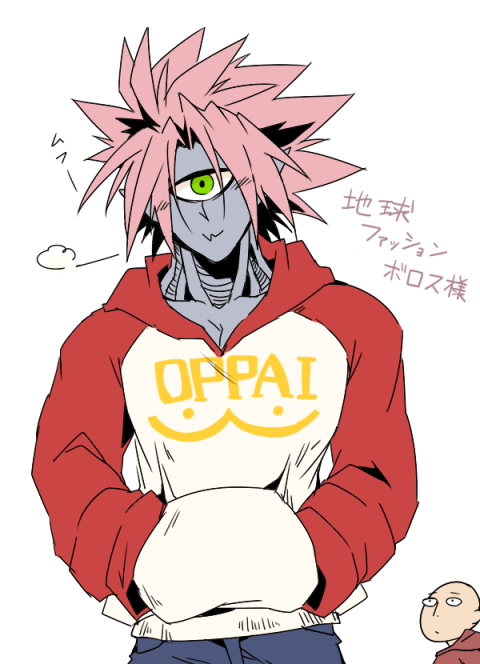 saitama and lord boros (one-punch man) drawn by 0nodera