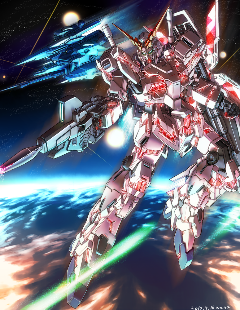 unicorn gundam and rezel (gundam and 1 more) drawn by wasabi_(payan)