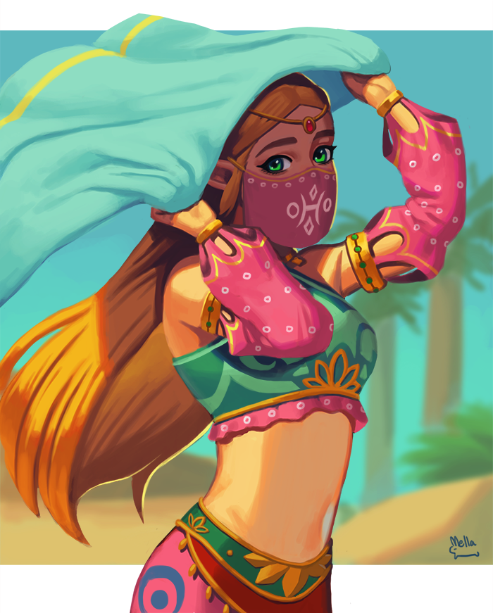 link and princess zelda (the legend of zelda and 1 more) drawn by mella