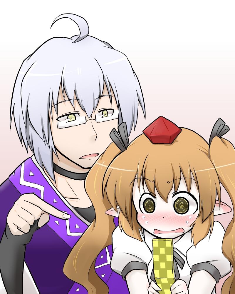 morichika rinnosuke and himekaidou hatate (touhou) drawn by futa_(nabezoko)