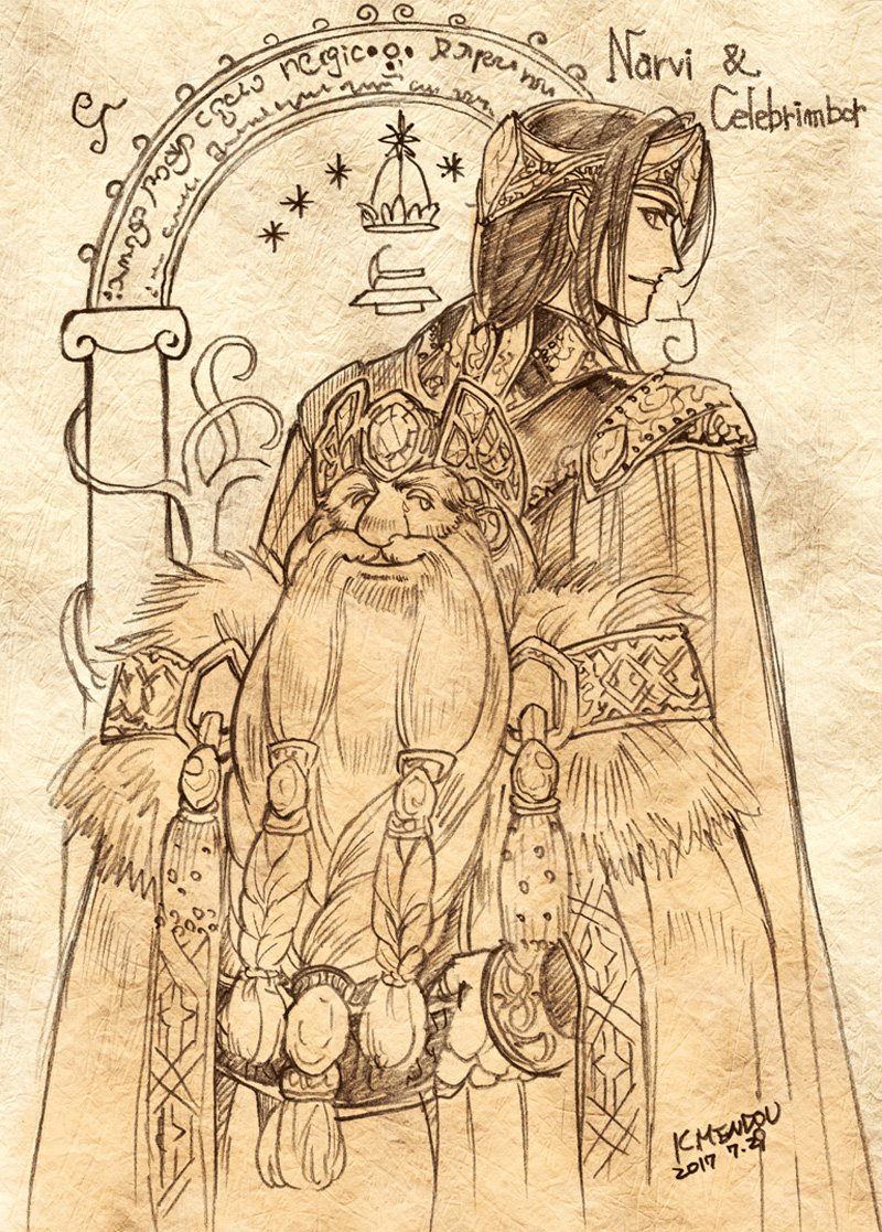 celebrimbor and narvi (tolkien's legendarium and 1 more) drawn by kazuki-mendou