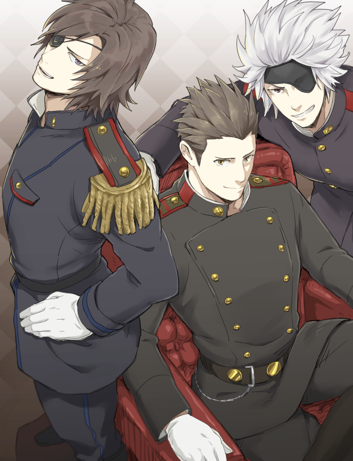 date masamune, chousokabe motochika, and tokugawa ieyasu (sengoku basara) drawn by jigoku_meguri