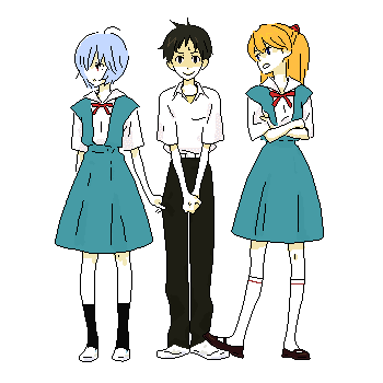 souryuu asuka langley, ayanami rei, and ikari shinji (neon genesis evangelion) drawn by gen_(susono01)