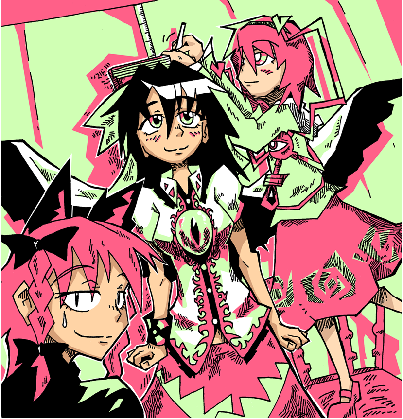 komeiji satori, kaenbyou rin, and reiuji utsuho (touhou) drawn by setz