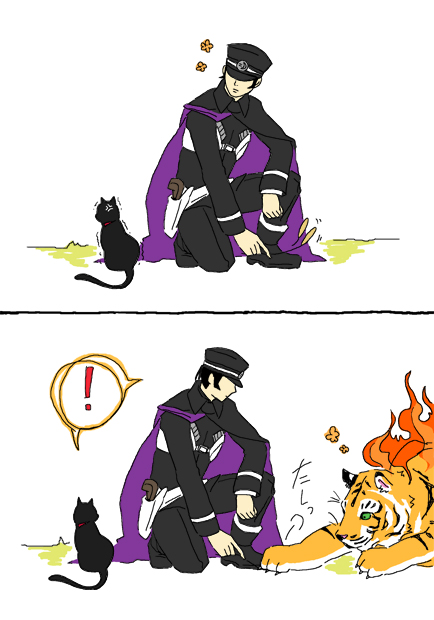 kuzunoha raidou, gouto, and gdon (shin megami tensei and 1 more) drawn by meji