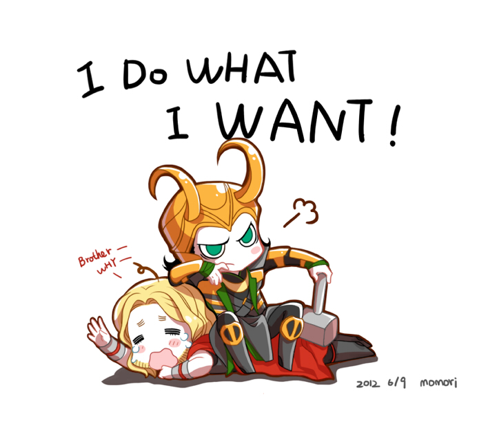 thor and loki (marvel and 1 more) drawn by momori