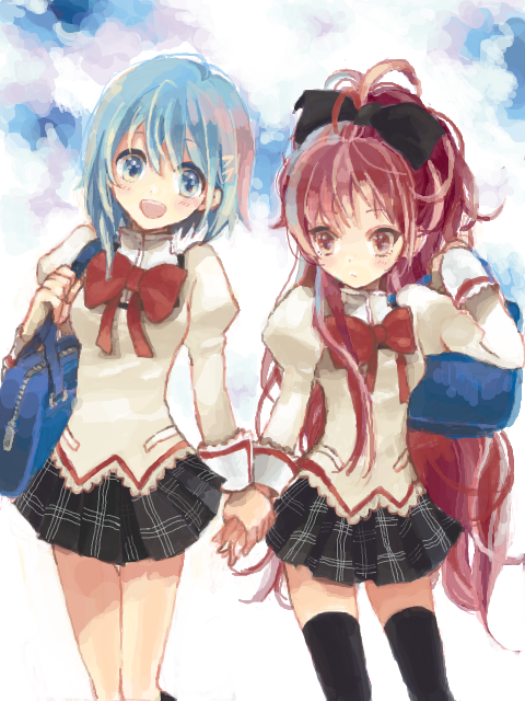 miki sayaka and sakura kyoko (mahou shoujo madoka magica) drawn by j-peg