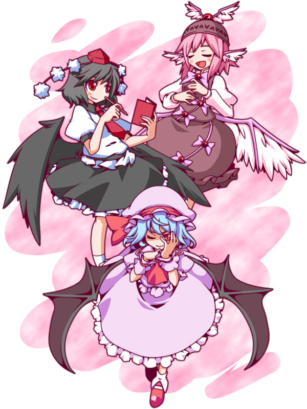 remilia scarlet, shameimaru aya, and mystia lorelei (touhou) drawn by ekus_(xo_ekus)
