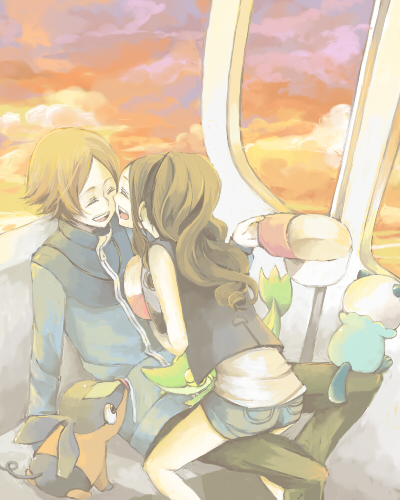 hilda, hilbert, oshawott, snivy, and tepig (pokemon and 1 more) drawn by mayuuuuu