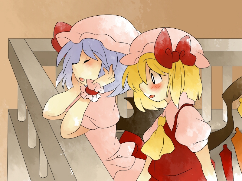 remilia scarlet and flandre scarlet (touhou) drawn by hammer_(sunset_beach)