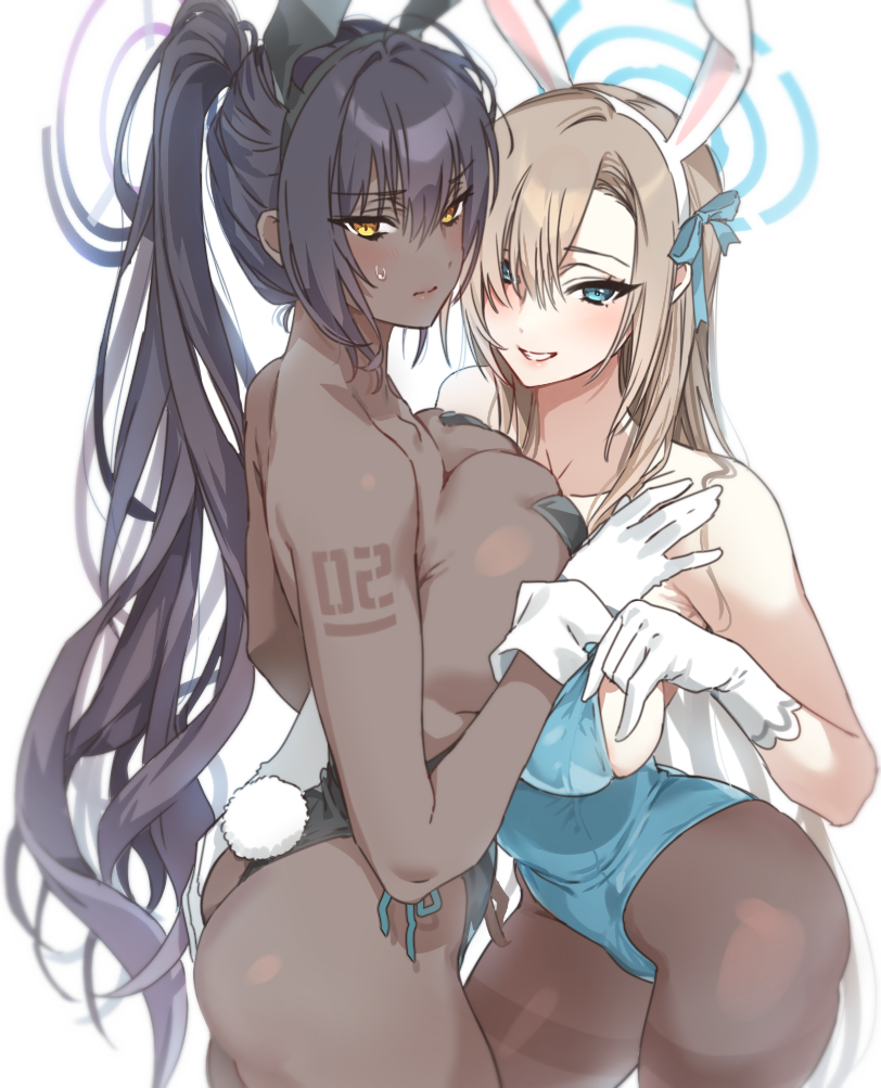 asuna and karin (blue archive) drawn by nikuya_(nikuniku_nikuya)
