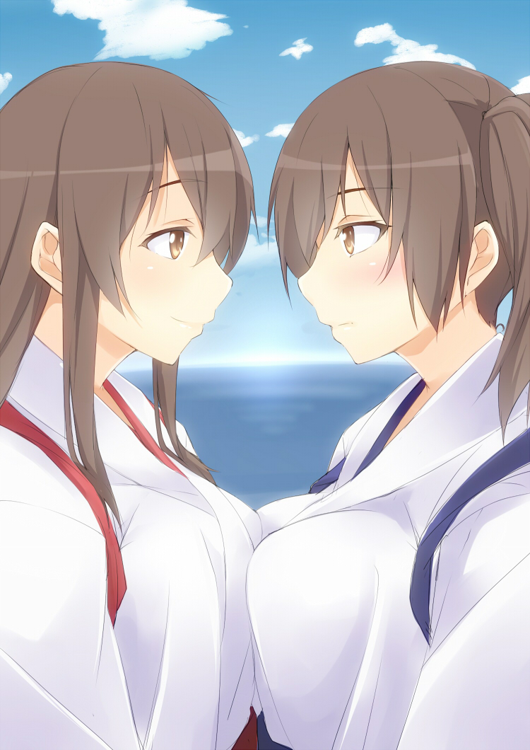 kaga and akagi (kantai collection) drawn by shinsono_shiroko