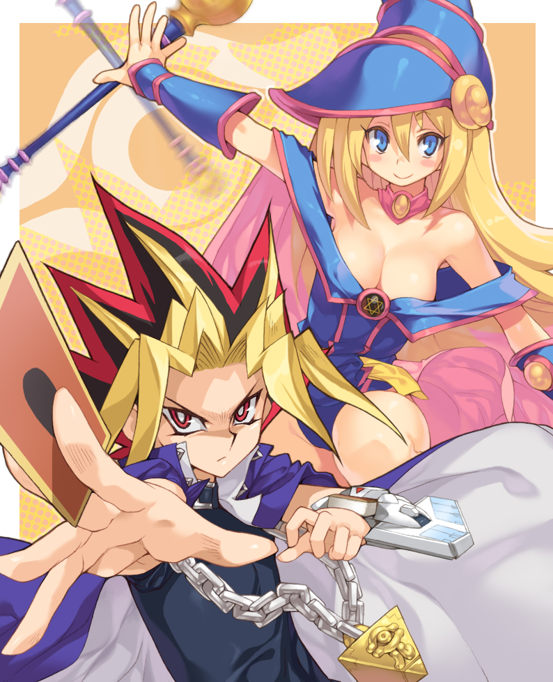 dark magician girl and yami yugi (yu-gi-oh! and 1 more) drawn by onono_imoko